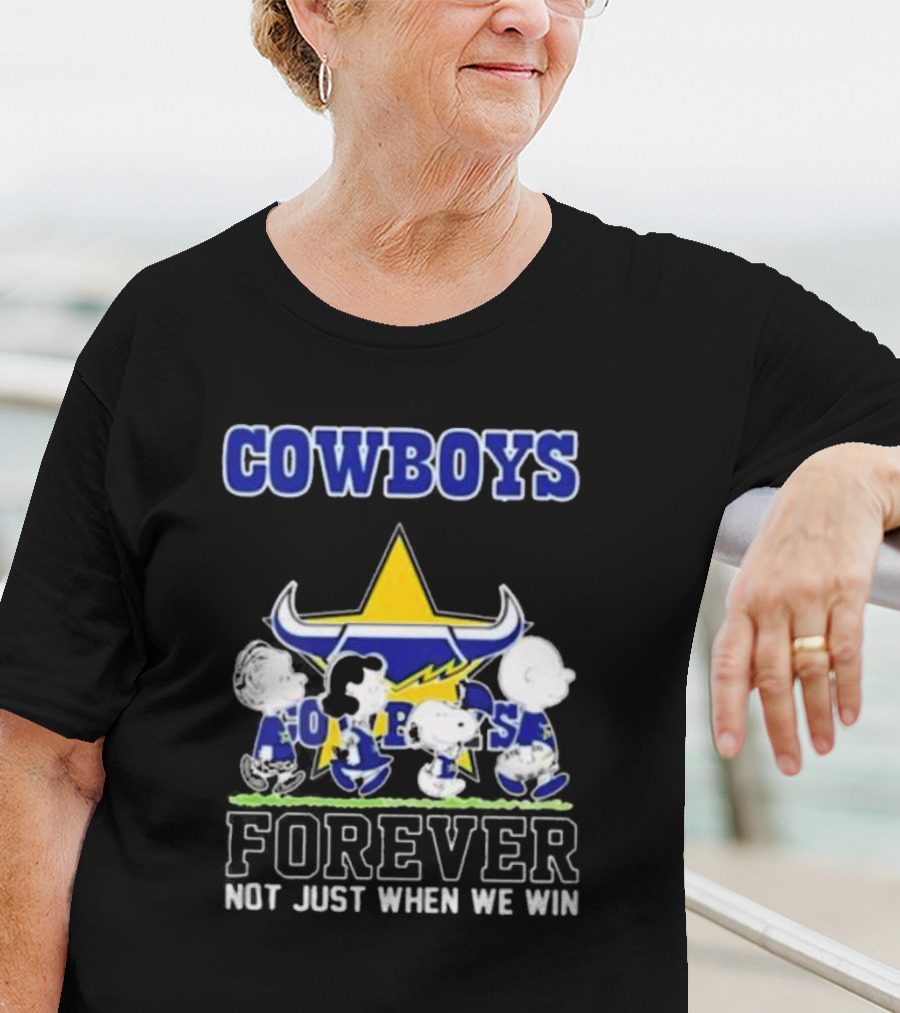 Peanuts Characters Walking Cowboys Forever North Queensland Not Just When We Win T-Shirt
