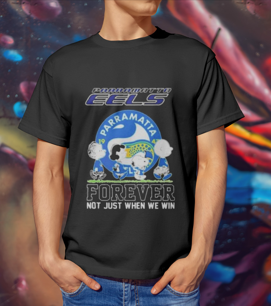 Parramatta Eels Peanuts Characters Walking Forever Not Just When We Win T-Shirt