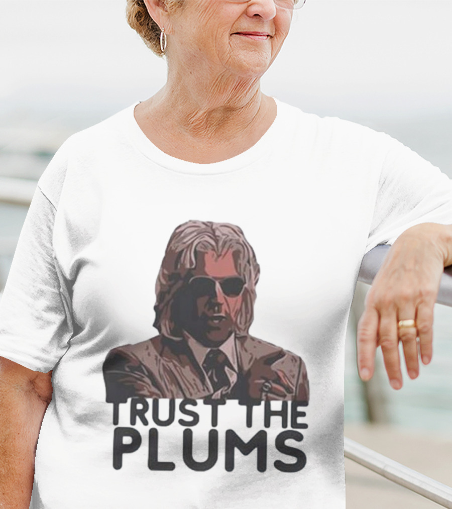 Trust The Plums Mysterious Figure With Sunglasses And Suit T-Shirt