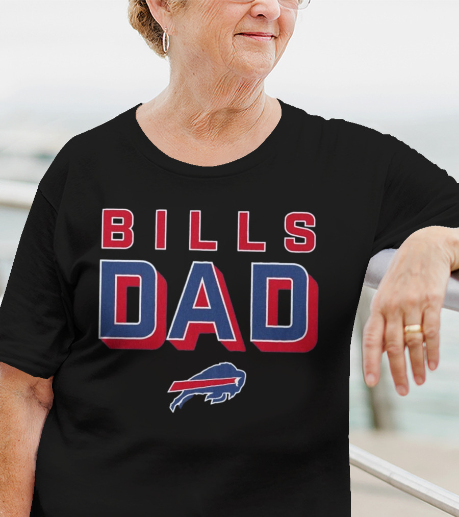 Buffalo Bills Dad Red Blue Bold Lettering T-Shirt