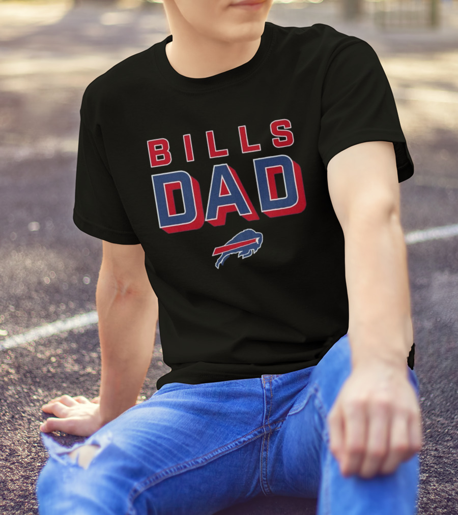 Buffalo Bills Dad Red Blue Bold Lettering T-Shirt