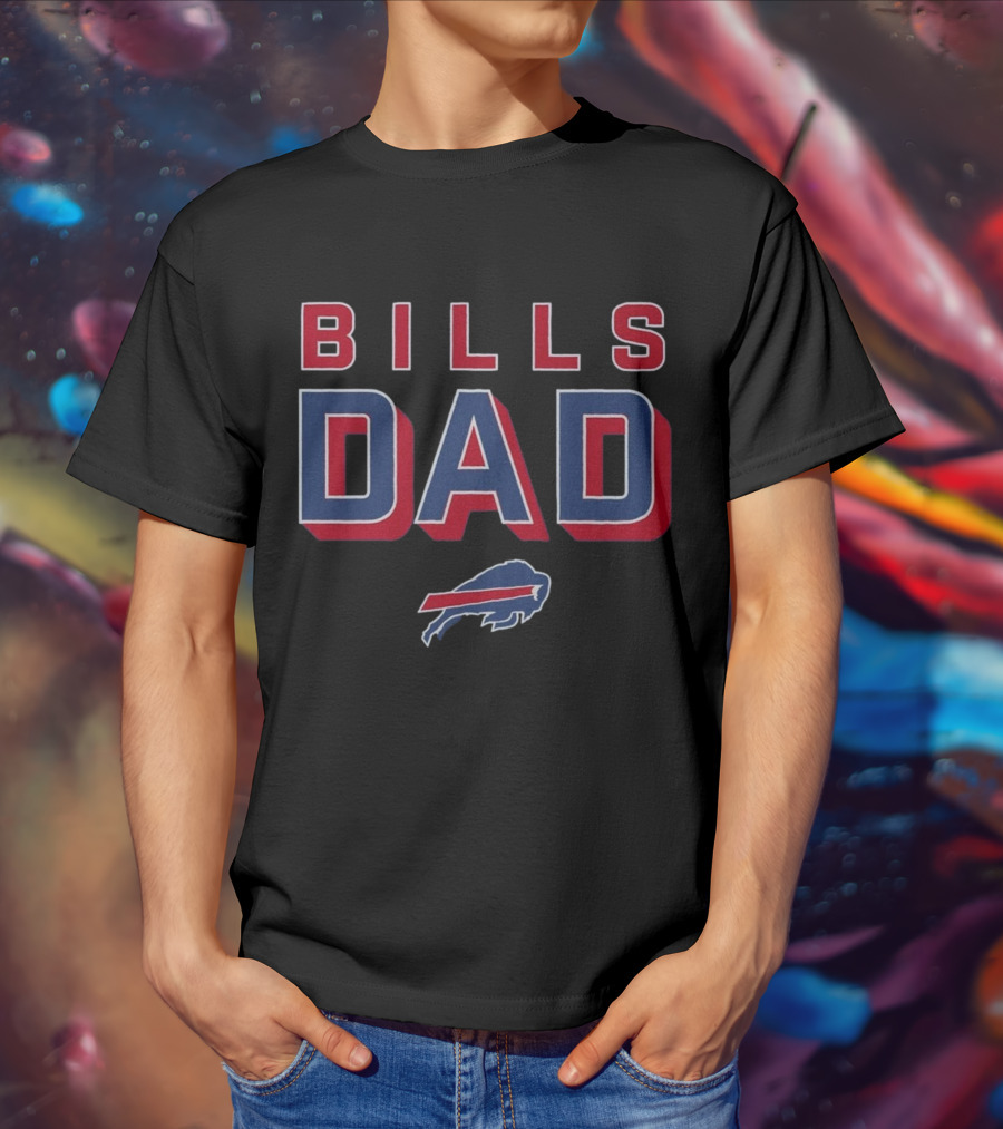 Buffalo Bills Dad Red Blue Bold Lettering T-Shirt