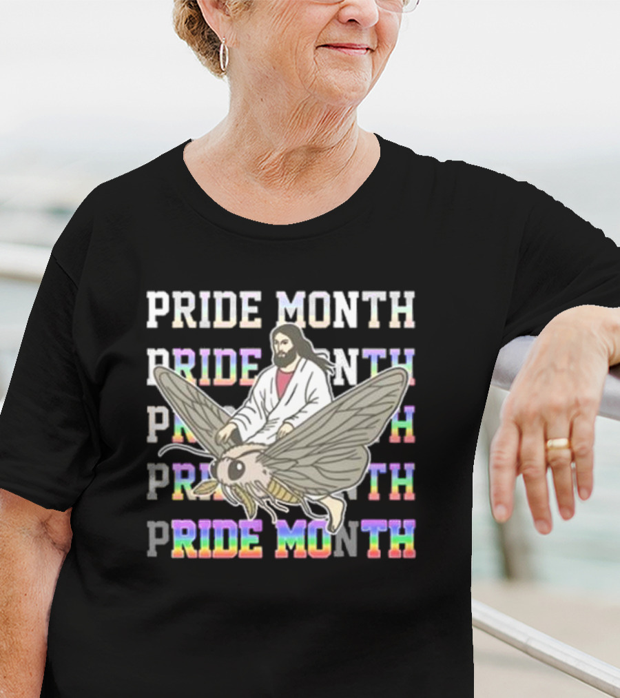Pride Month Jesus Riding Moth T-Shirt