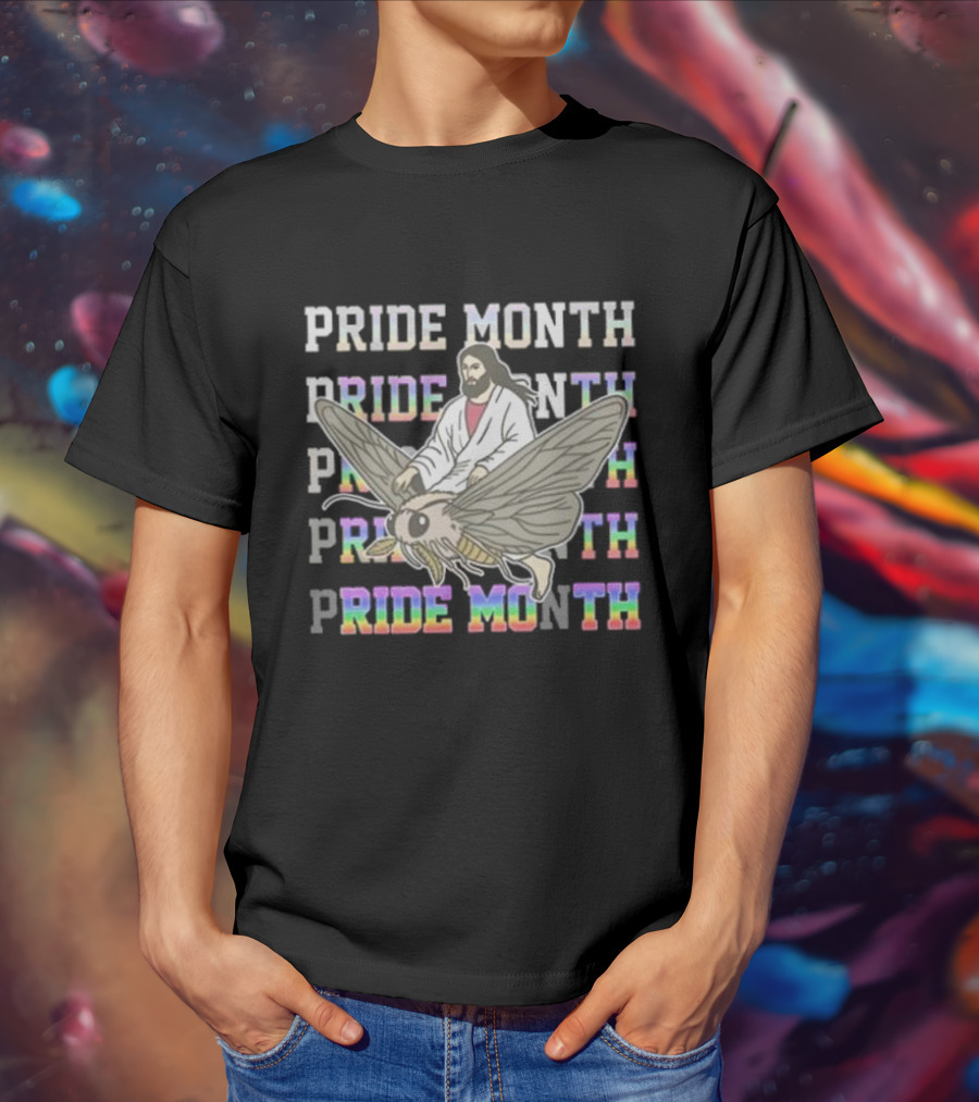 Pride Month Jesus Riding Moth T-Shirt
