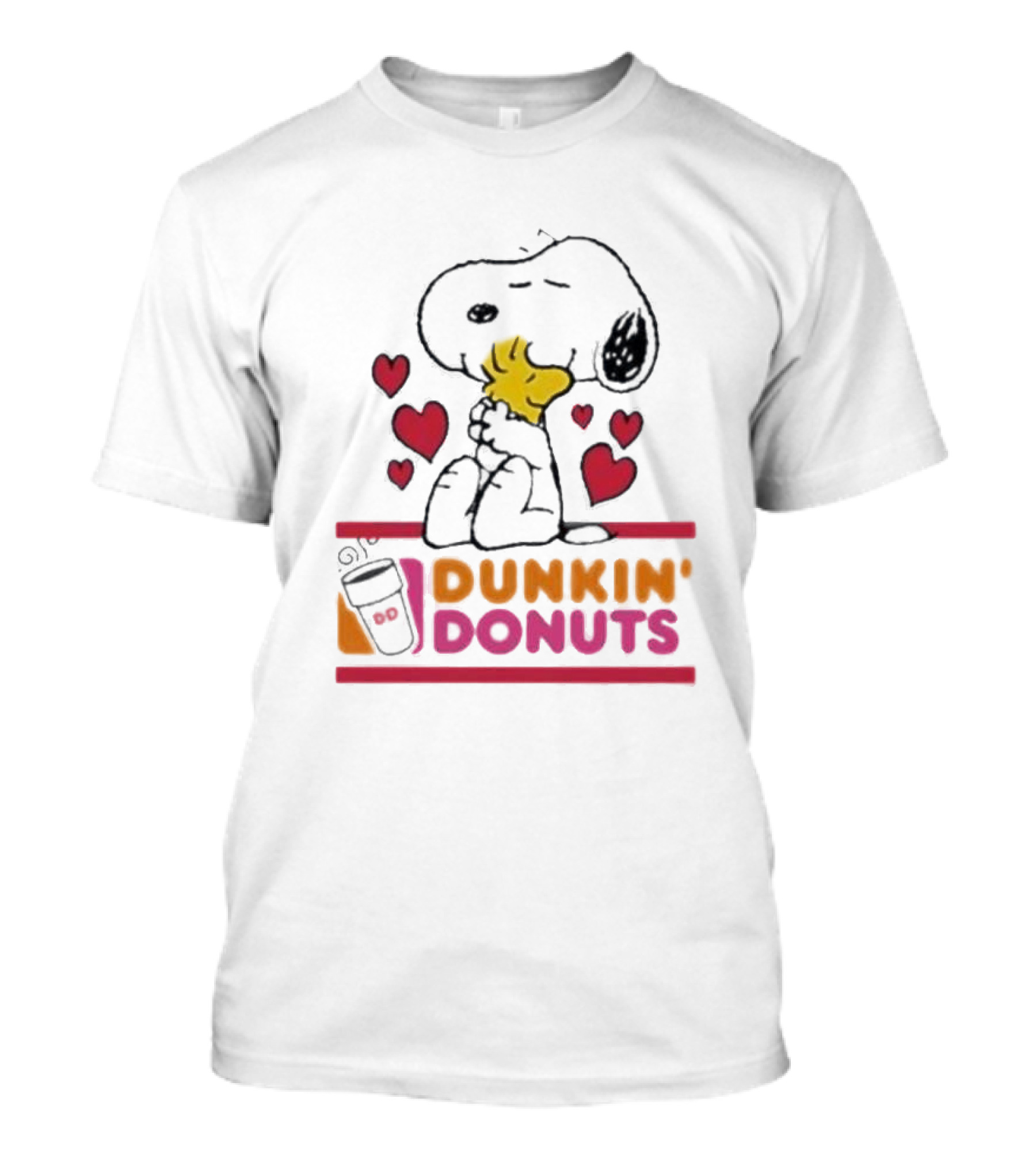 Snoopy And Woodstock With Hearts Dunkin' Donuts T-Shirt
