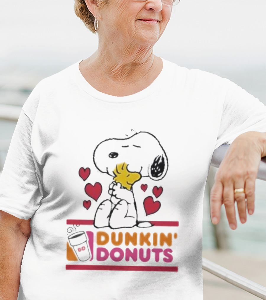 Snoopy And Woodstock With Hearts Dunkin' Donuts T-Shirt