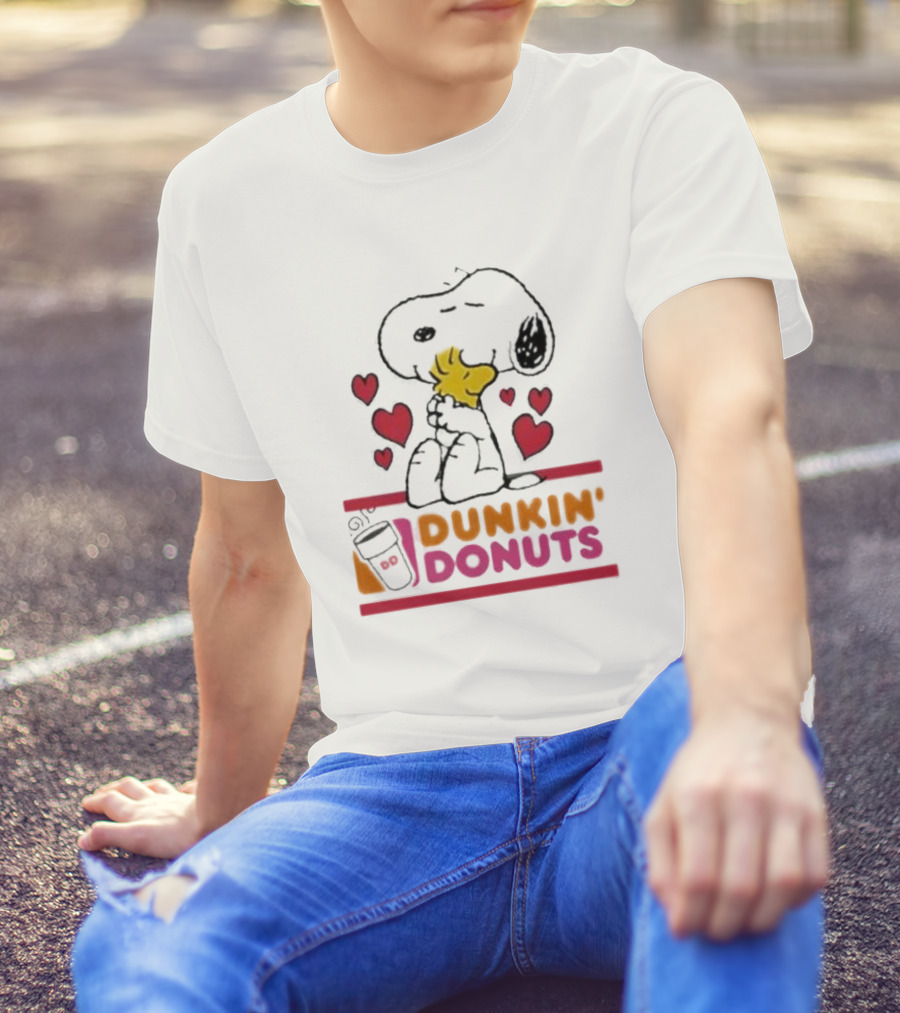 Snoopy And Woodstock With Hearts Dunkin' Donuts T-Shirt
