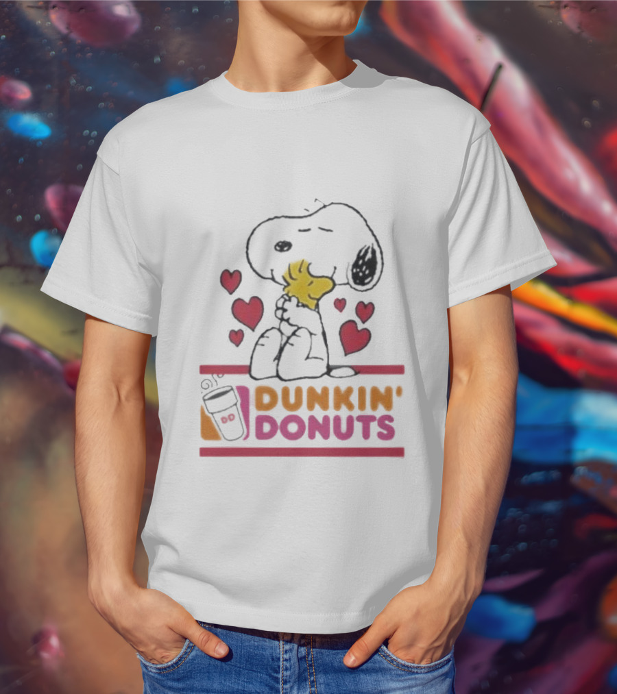 Snoopy And Woodstock With Hearts Dunkin' Donuts T-Shirt
