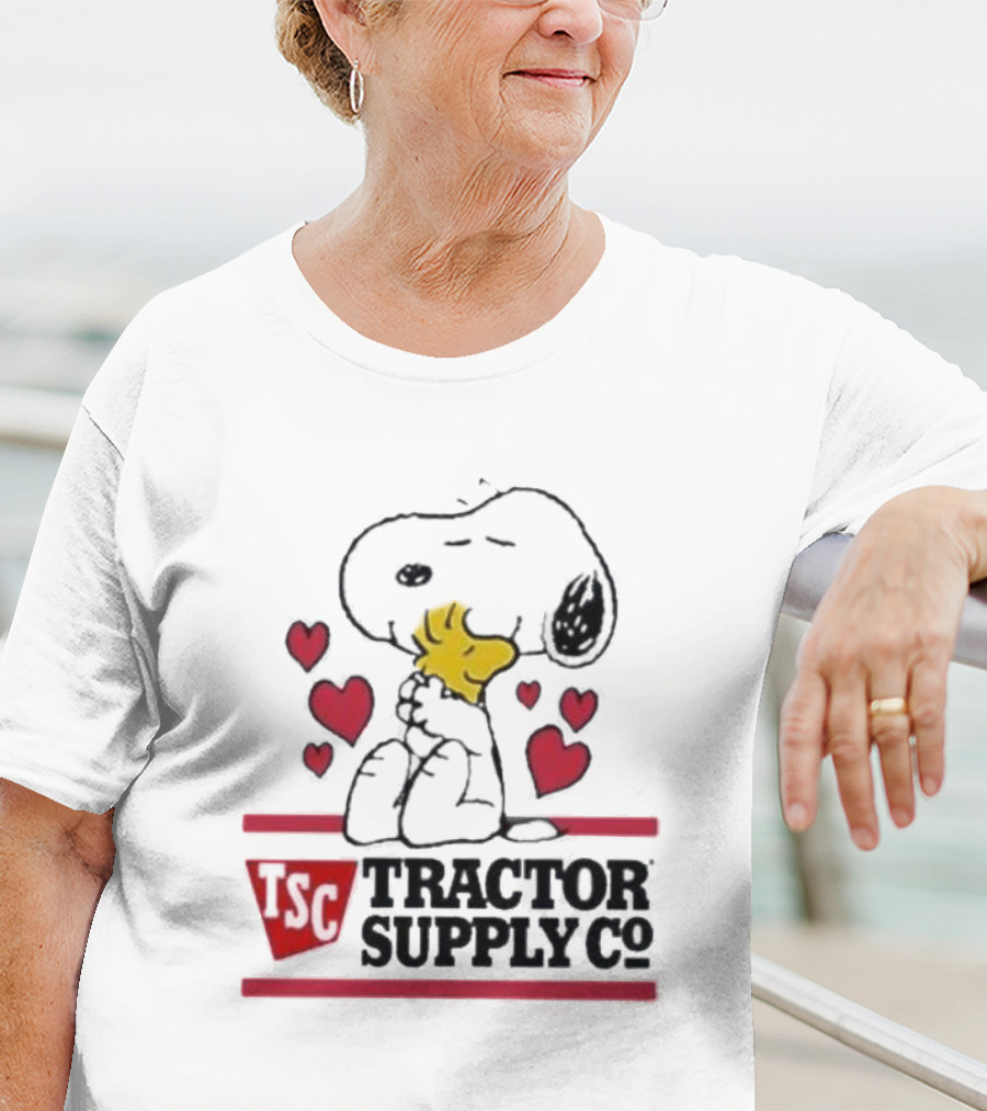 Snoopy Woodstock Hearts Tractor Supply Co Logo With TSC Emblem T-Shirt
