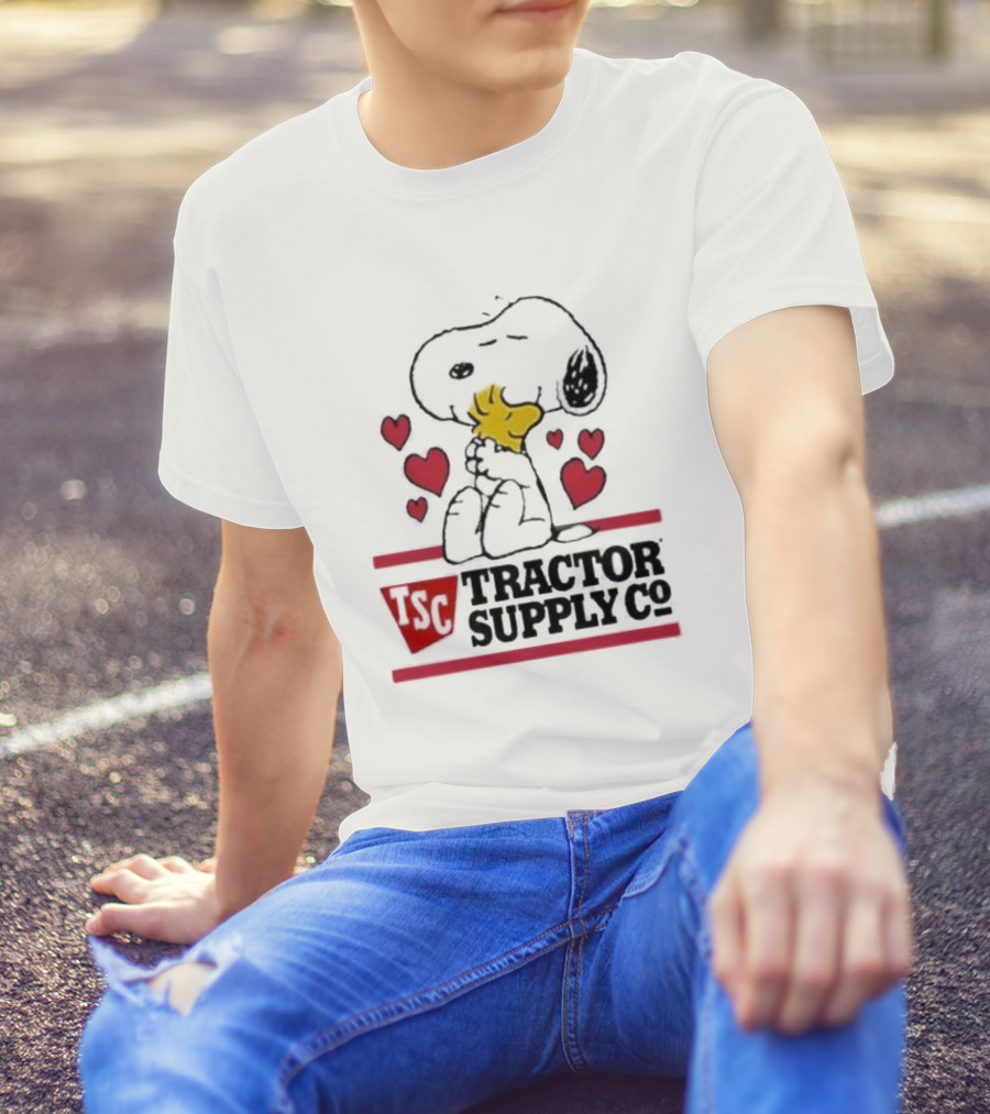 Snoopy Woodstock Hearts Tractor Supply Co Logo With TSC Emblem T-Shirt