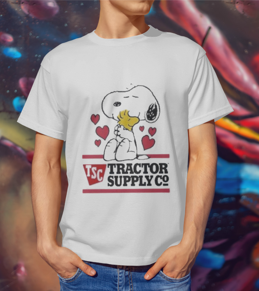 Snoopy Woodstock Hearts Tractor Supply Co Logo With TSC Emblem T-Shirt