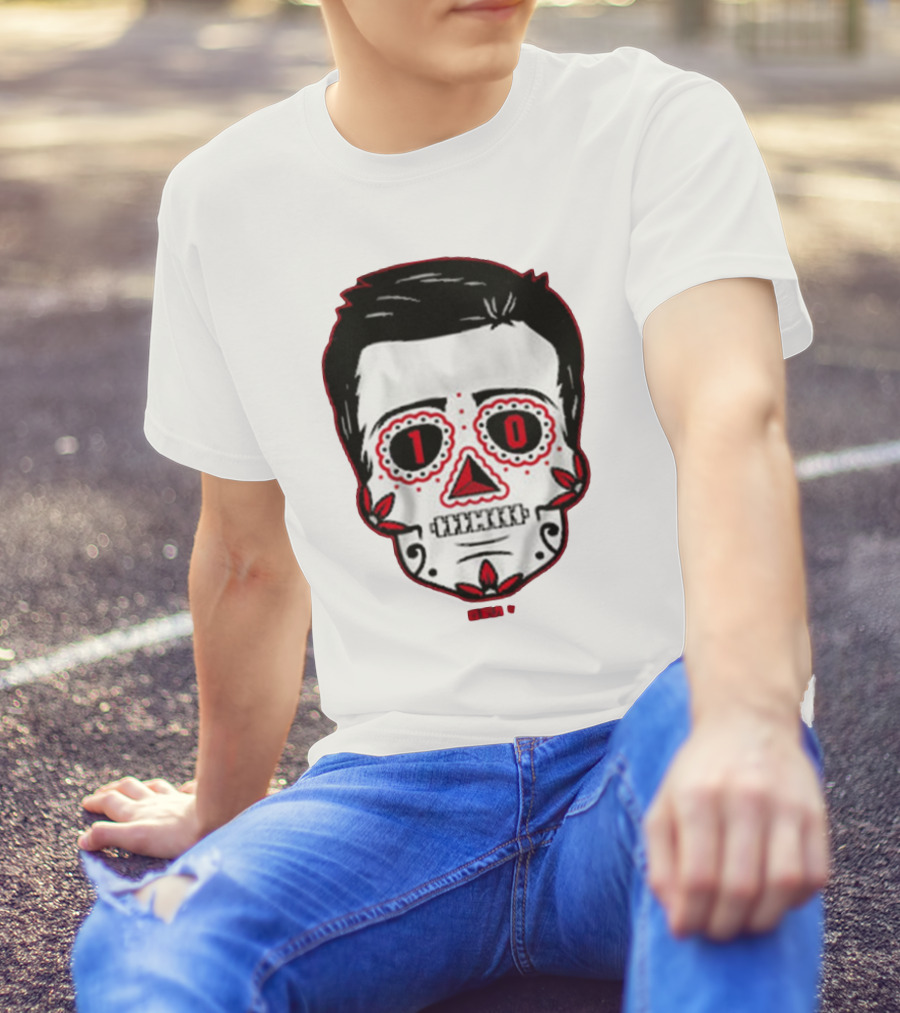 Drake Maye Sugar Skull Football Themed T-Shirt