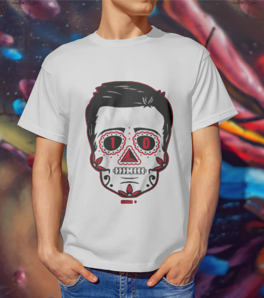Drake Maye Sugar Skull Football Themed T-Shirt