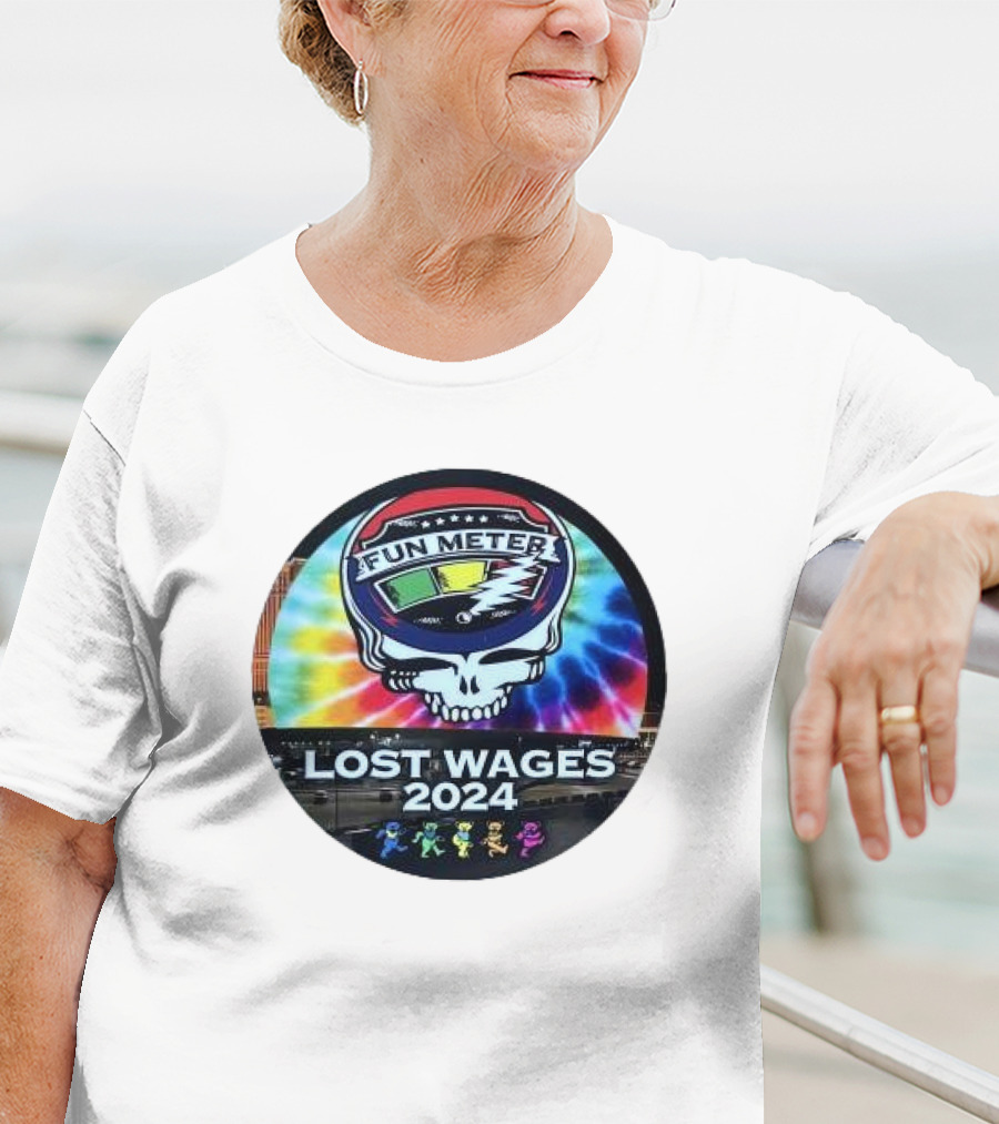 Grateful Dead Tie-Dye Fun Meter Skull Lost Wages T-Shirt