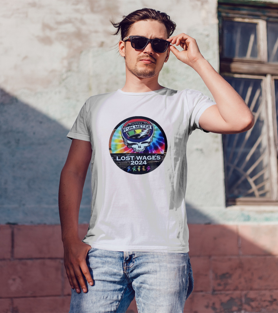 Grateful Dead Tie-Dye Fun Meter Skull Lost Wages T-Shirt