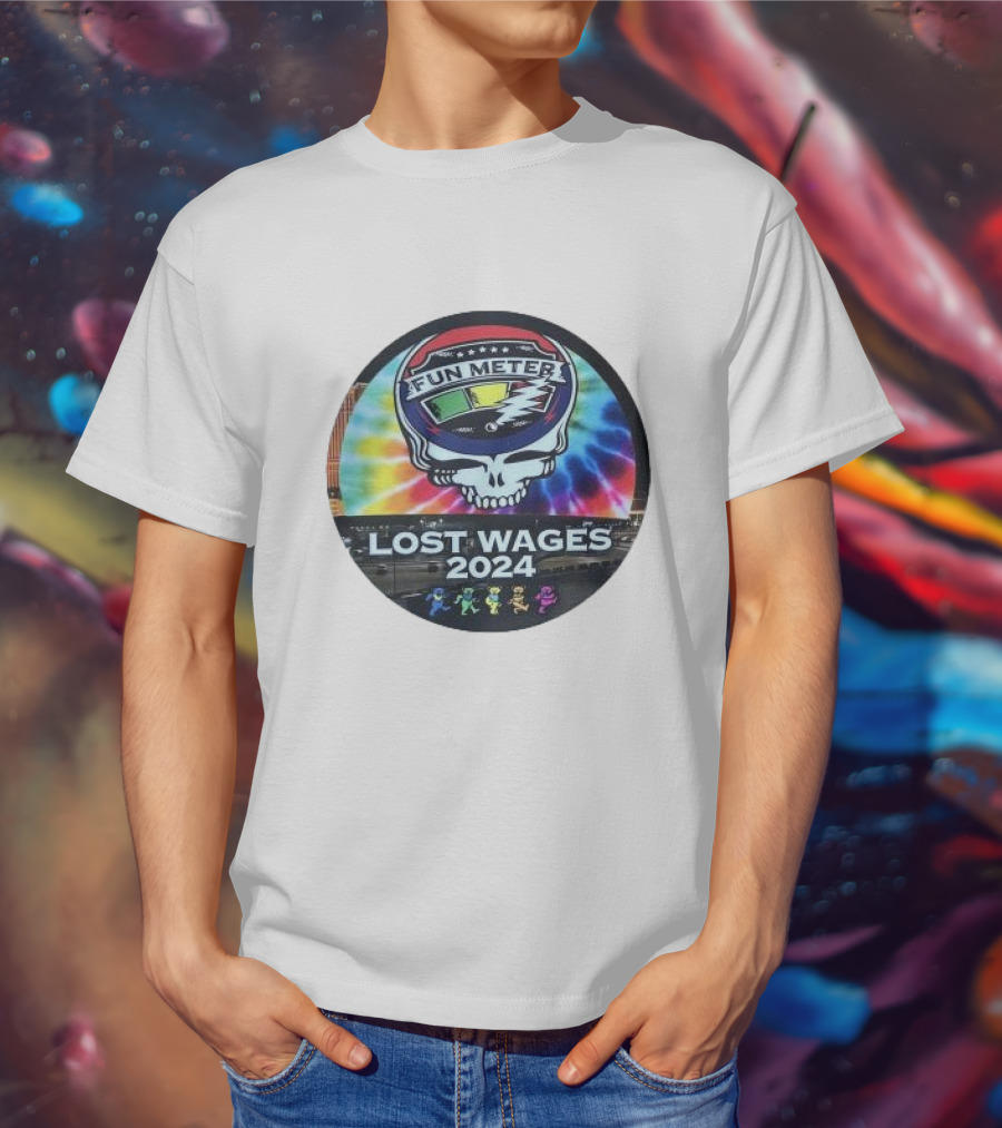 Grateful Dead Tie-Dye Fun Meter Skull Lost Wages T-Shirt