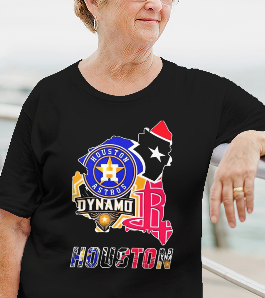 Houston Astros Dynamo Rockets Texas Map Sports Team T-Shirt