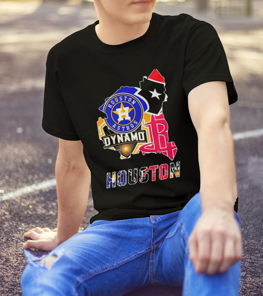Houston Astros Dynamo Rockets Texas Map Sports Team T-Shirt