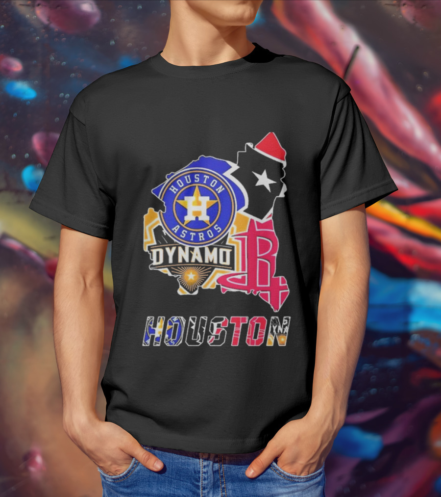 Houston Astros Dynamo Rockets Texas Map Sports Team T-Shirt