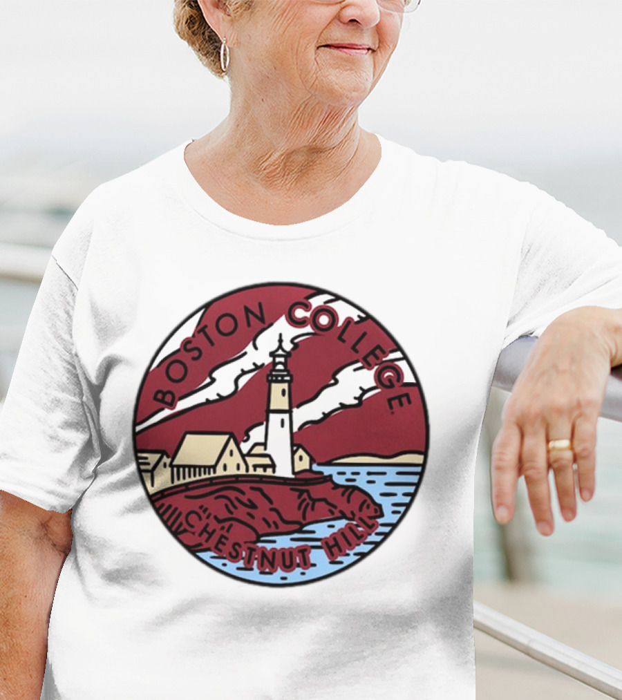 Maroon Boston College Eagles Scenic Comfort Colors Chestnut Hill Lighthouse Badge T-Shirt