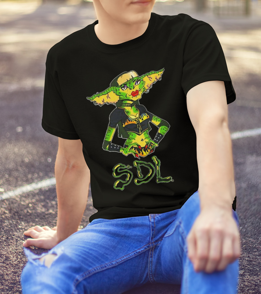 Steph De Lander SDL Gremlin Character In Punk T-Shirt