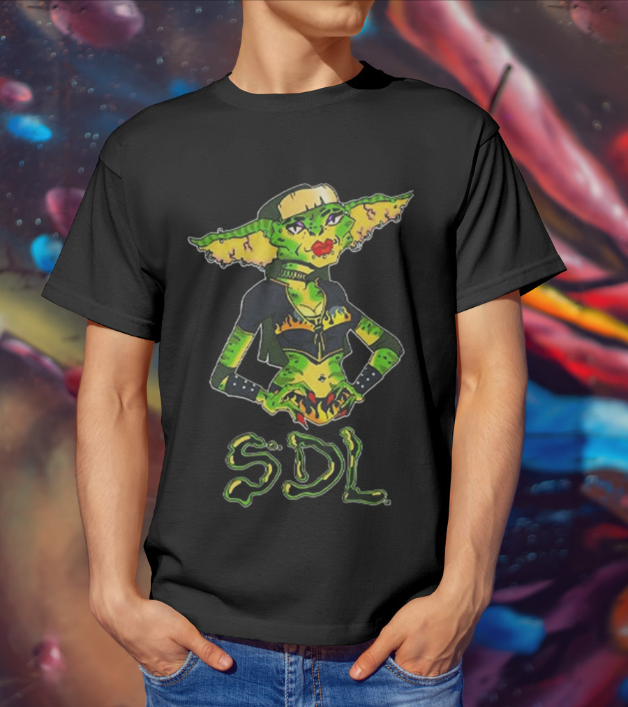 Steph De Lander SDL Gremlin Character In Punk T-Shirt