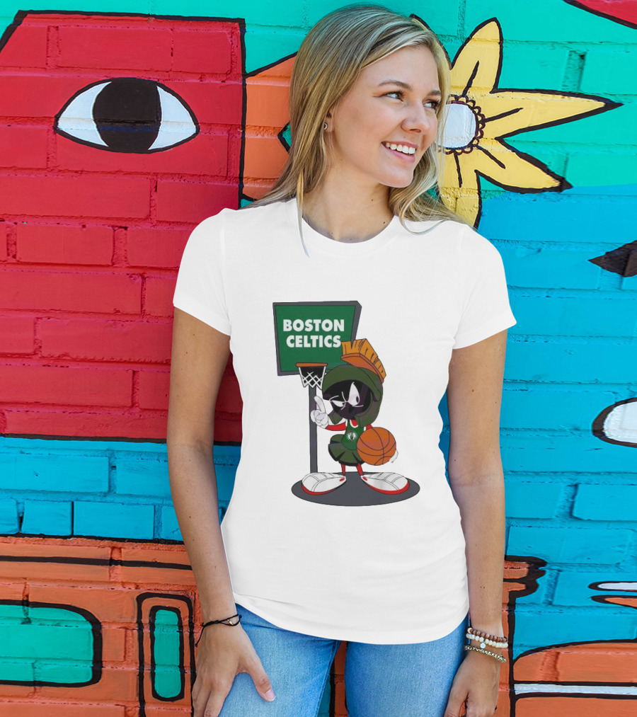 Boston Celtics Looney Tunes Marvin The Martian Basketball Hoop T-Shirt