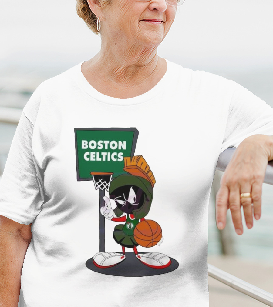 Boston Celtics Looney Tunes Marvin The Martian Basketball Hoop T-Shirt
