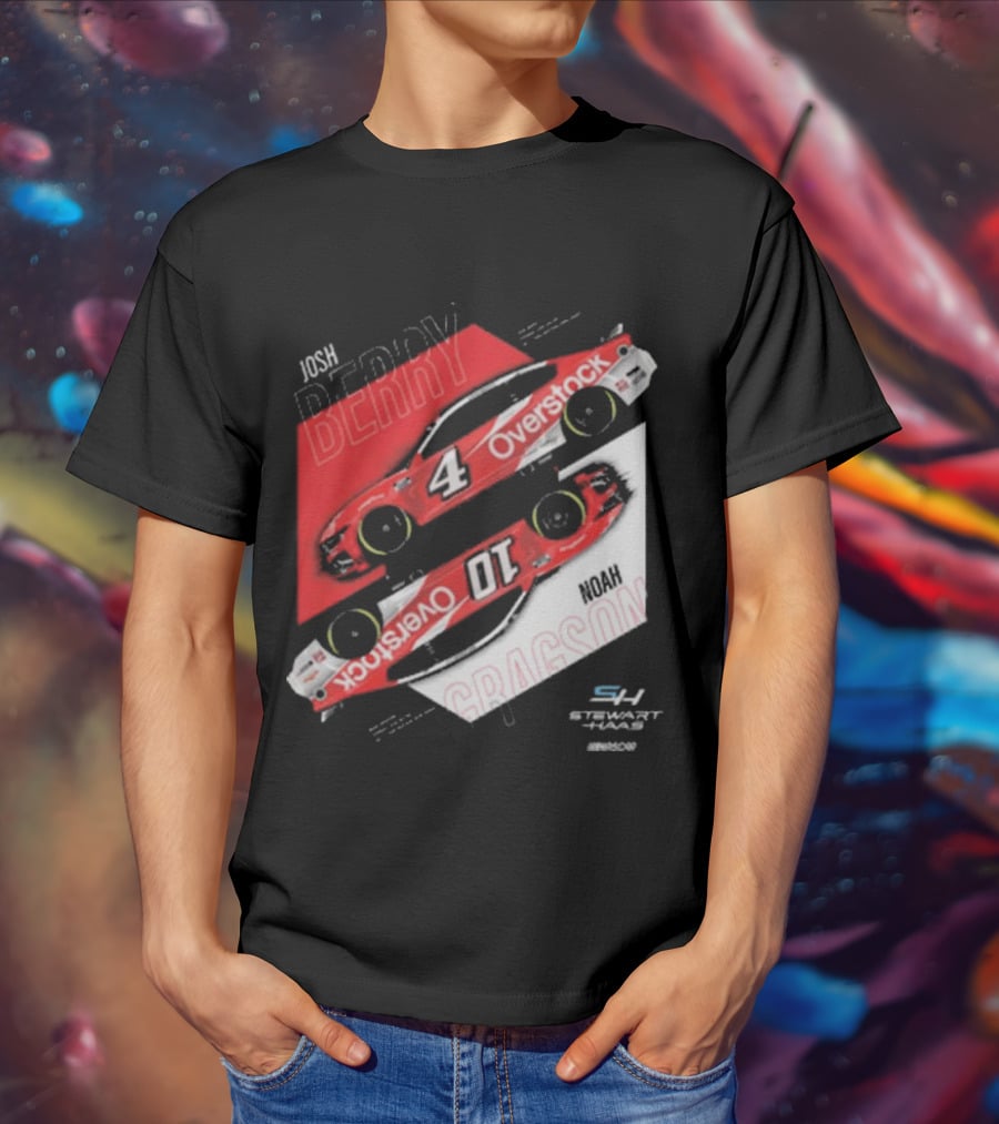 Josh Berry Noah Gragson Overstock Stewart-Haas Racing Car Designs NASCAR T-Shirt