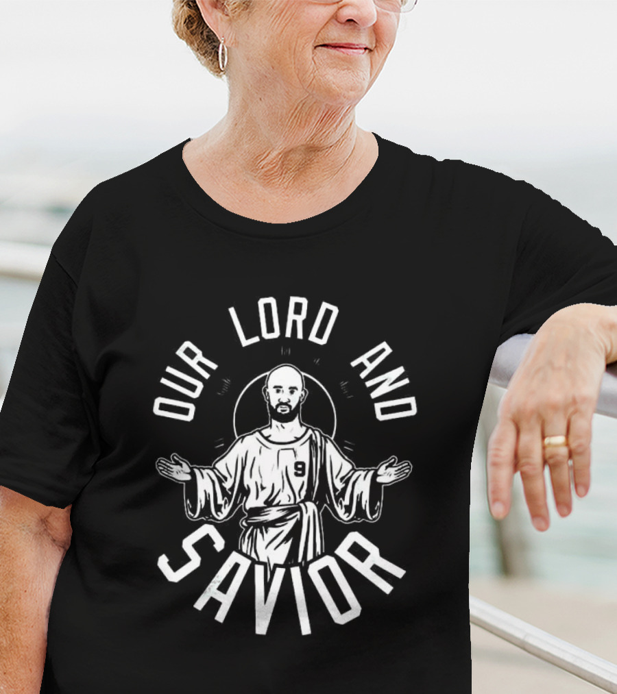 Our Lord And Savior Bald Player Number 9 Iconic Gesture T-Shirt