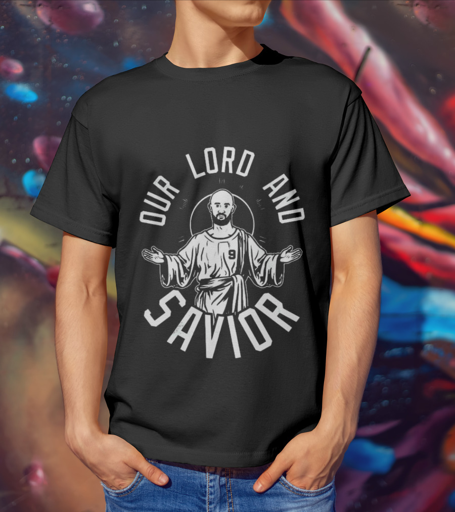 Our Lord And Savior Bald Player Number 9 Iconic Gesture T-Shirt