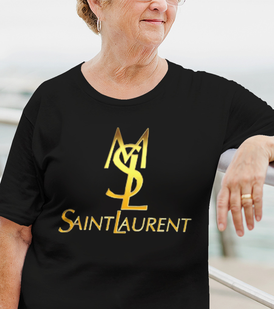 MSL Saint Laurent Gold Branding T-Shirt
