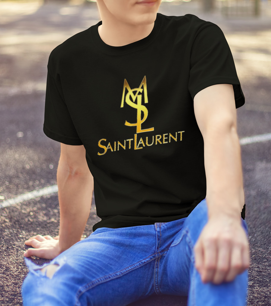 MSL Saint Laurent Gold Branding T-Shirt