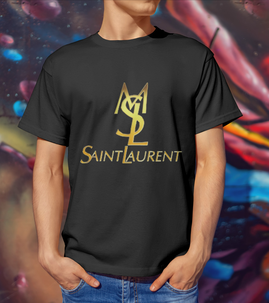 MSL Saint Laurent Gold Branding T-Shirt