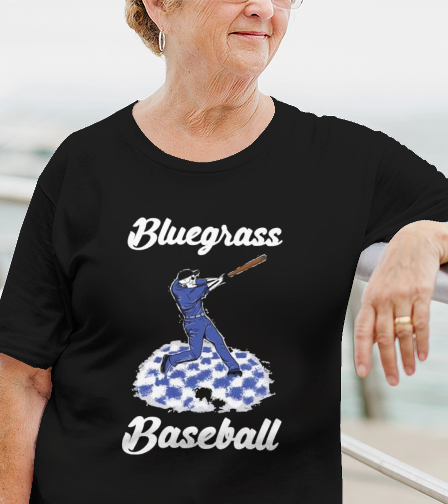 Bluegrass Baseball Batter With Blue And White Checkerboard Field T-Shirt