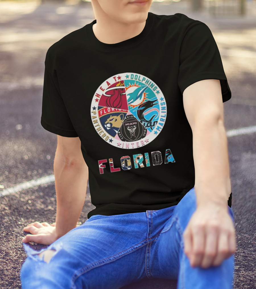 Florida Heat Dolphins Marlins Inter Panthers Sports T-Shirt