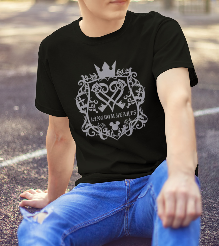 Kingdom Hearts Crest Keyblade Mickey Crown T-Shirt