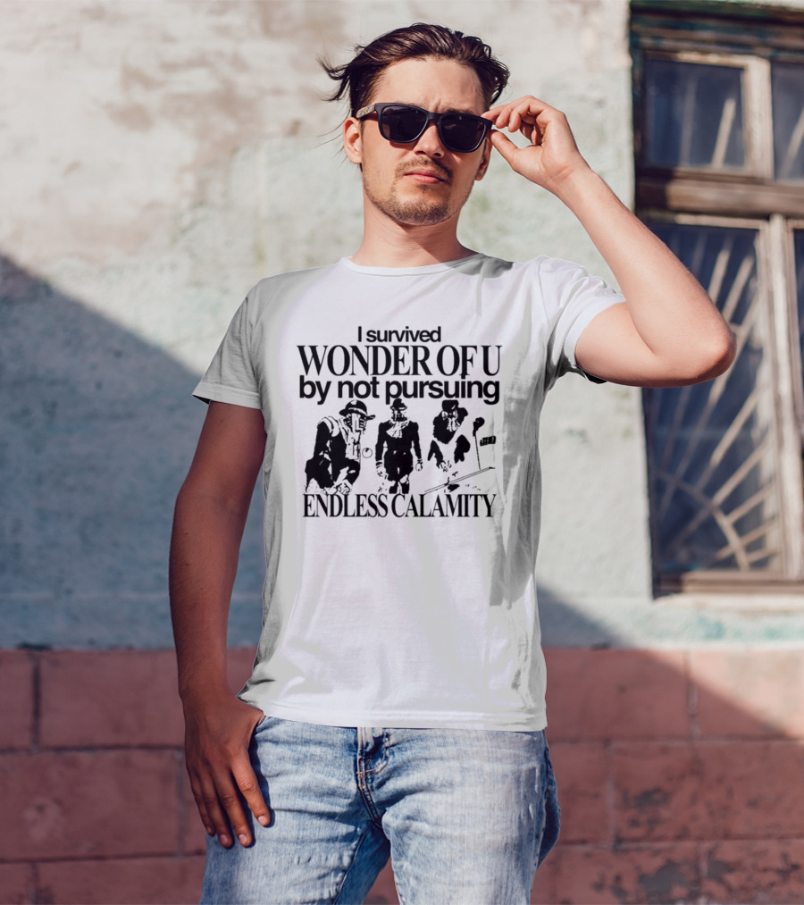 I Survived Wonder Of U By Not Pursuing Endless Calamity Graphic With Three Figures T-Shirt