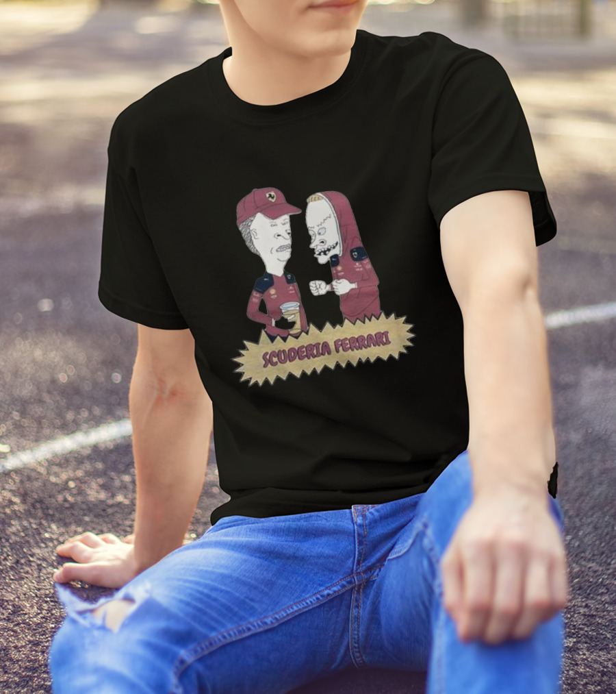 Scuderia Ferrari Beavis And Butthead Enzo Ferrari Racing Team Characters Collaboration T-Shirt