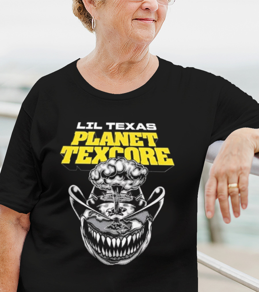 LIL TEXAS PLANET TEXCORE Smiling Skull With Mushroom Cloud And Cowboy Hat T-Shirt