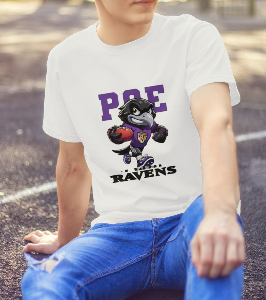 Poe Baltimore Ravens Mascot Football Character T-Shirt