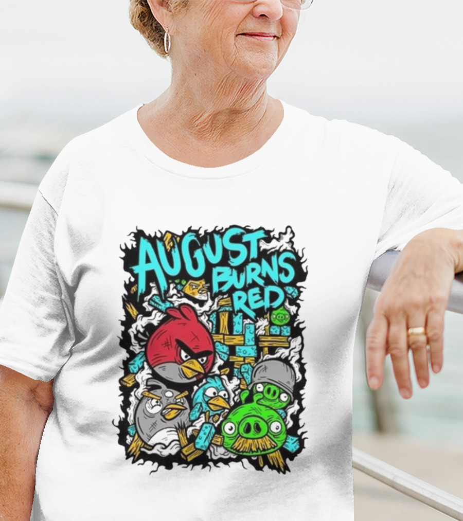 August Burns Red Angry Birds Throwback Collage With Pigs And Birds T-Shirt
