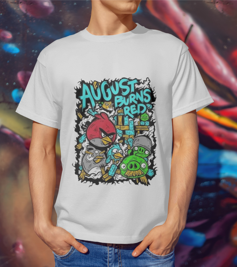 August Burns Red Angry Birds Throwback Collage With Pigs And Birds T-Shirt