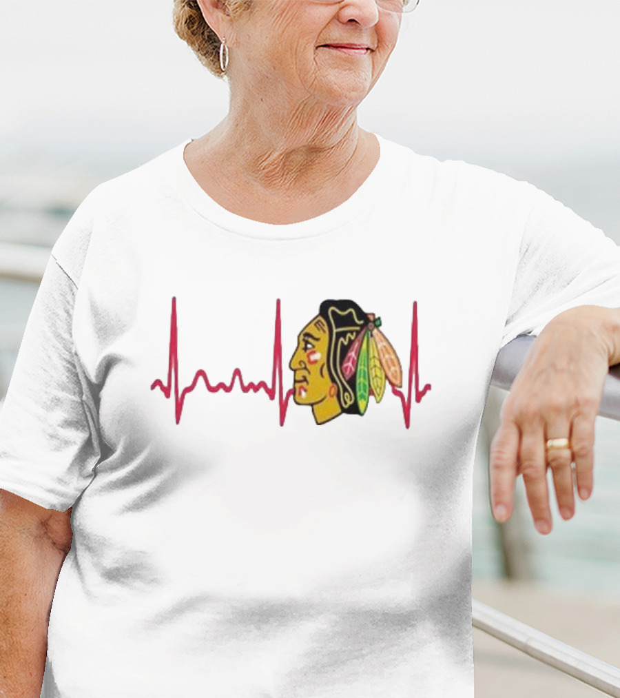 Chicago Blackhawks Heartbeat Hockey T-Shirt