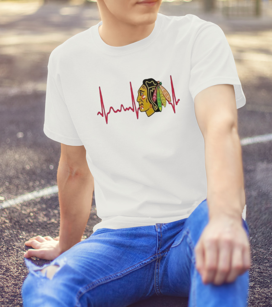 Chicago Blackhawks Heartbeat Hockey T-Shirt