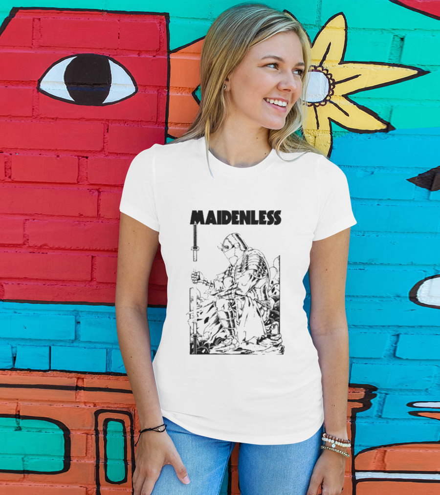 Maidenless Vintage Knight Artwork In Monochrome T-Shirt
