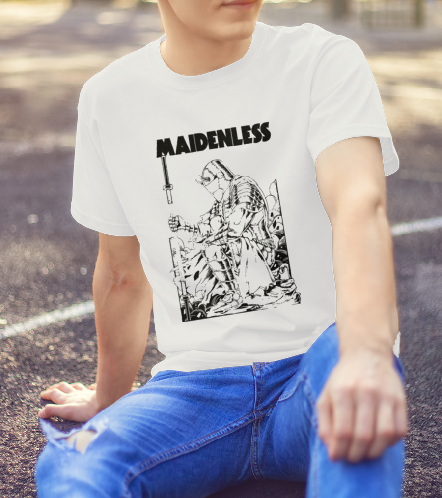Maidenless Vintage Knight Artwork In Monochrome T-Shirt