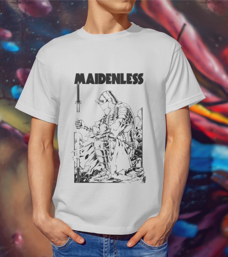 Maidenless Vintage Knight Artwork In Monochrome T-Shirt