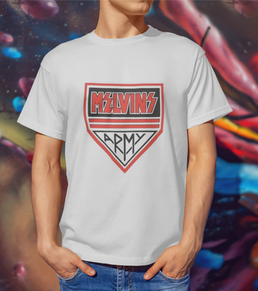 Melvins Army Emblem Red Black Badge T-Shirt