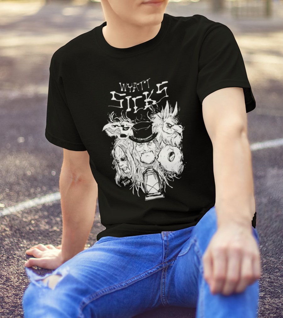 Wyatt Sicks Lantern And Masked Figures T-Shirt